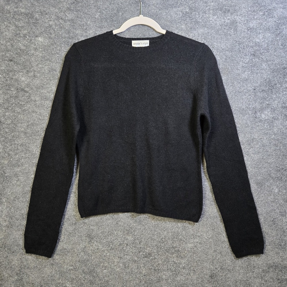 Vtg Annies Eye Sweater Womens XS Black Cashmere Crew Neck Long Sleeve